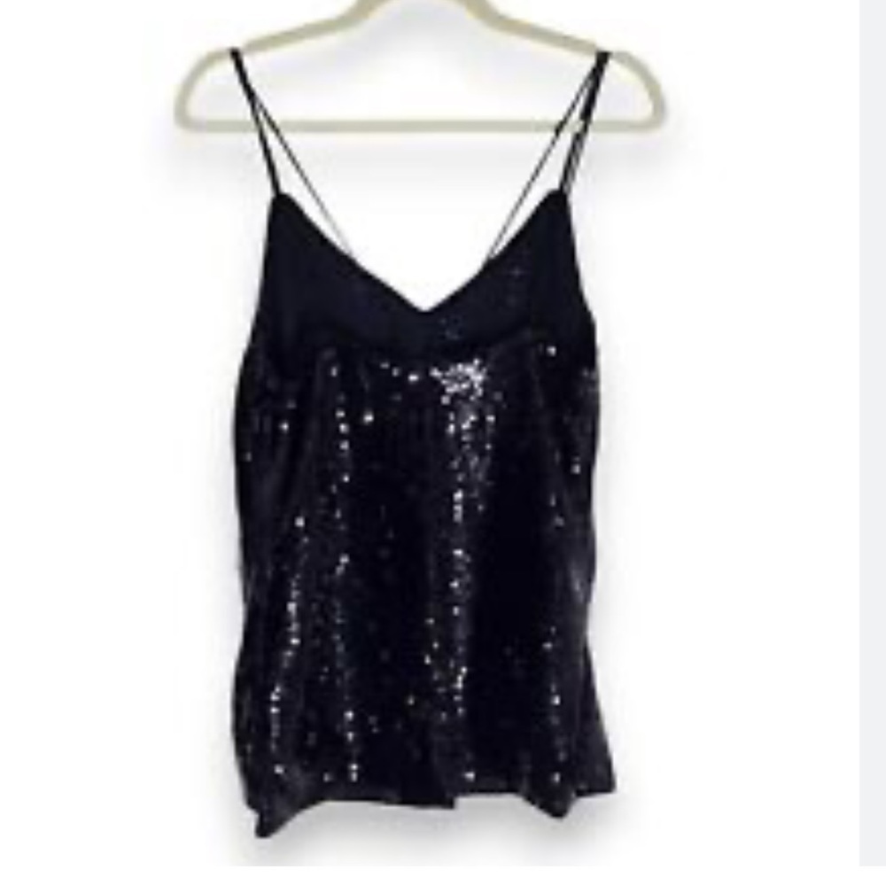 H&M Elegant Black‎ Sequin Cami Top Sleeveless Blouse NEW Women’s size Large NWT